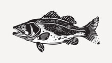 Detailed black fish illustration