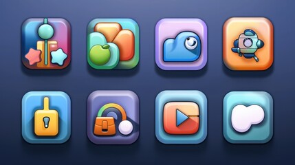 Colorful 3D App Icons.