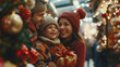 © Keitma - Happy family shopping for Christmas decorations , they are looking at xmas decorations to put on their Christmas tree and give their home a festive mood