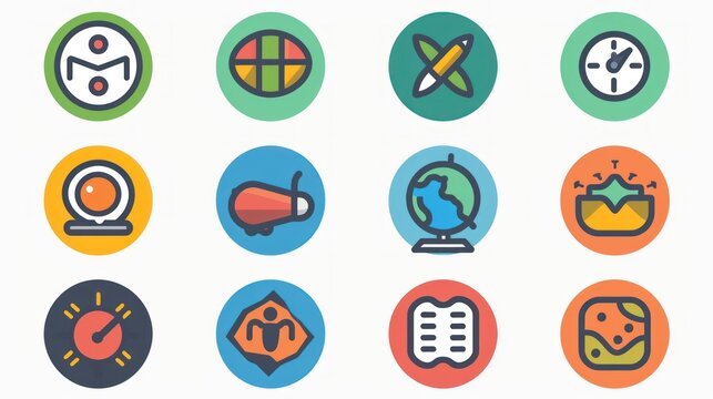 Colorful Circle Icons Set.