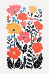 Poster - Colorful floral illustration art