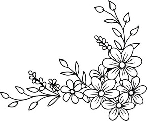 Poster - Corner decoration flowers vector design illustration black and white