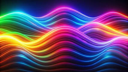 Vibrant neon wave patterns in energy rainbow colors abstract futuristic motion