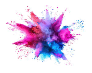 Wall Mural - Colorful explosion of paint-like splashes in pink, blue, and purple hues.