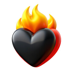 Black HeartHeart on Fire 3d cartoon style illustration