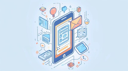 Mobile Phone with Abstract Icons.