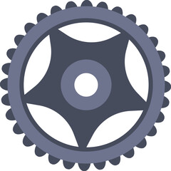Poster - Simple round gear rotating clockwise with teeth around the edges