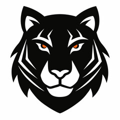 Poster - Tiger head silhouette black and white vector art illustration