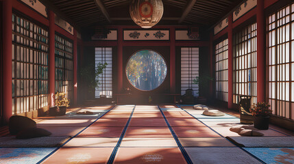 japanese style dojo interior design and empty space ornaments