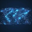 © TOMASDESIGN - A blue futuristic background featuring a world map and planet Earth, symbolizing the expansion of global social networks and future technological advancements.