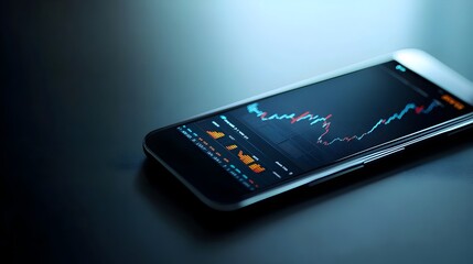 Aufkleber - smartphone displaying real time market analytics app interface with charts graphs and financial data