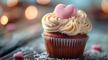 Poster - Cupcake shape heart concept. Generative AI.