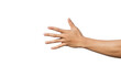 © Apirak - Man hand reaching out and showing five fingers gesture isolated on white background. Clipping Path