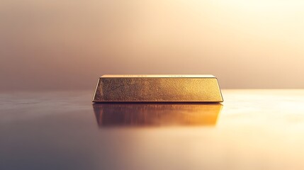 Poster - Captivating photograph showcasing a single gold bar placed prominently on a smooth reflective surface creating a visually striking and luxurious composition with ample space for text overlay