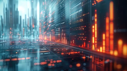 Poster - Background of financial services presentation with an art theme that brings in a number of creative interpretations of financial data. Generative AI.