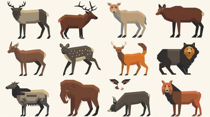 Poster - Geometric Animal Illustrations Set.