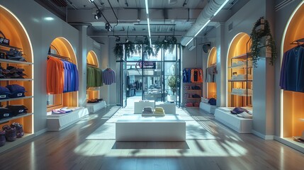 Aufkleber - A vibrant sportswear studio, shop, modern and stylish. Generative AI.