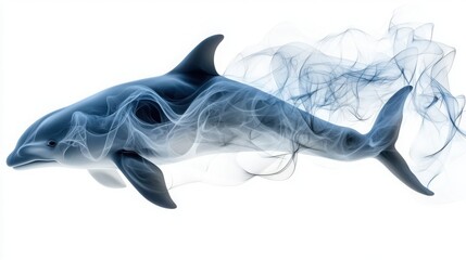 Minimalistic illustration of a rare vaquita porpoise in soft blues on a clean white background, Created with Generative AI.