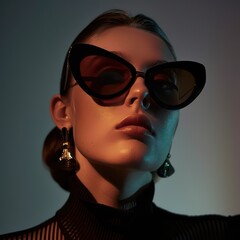 A young woman poses in big sunglasses, showcasing contemporary style and elegance in a headshot that emphasizes her trendy look.