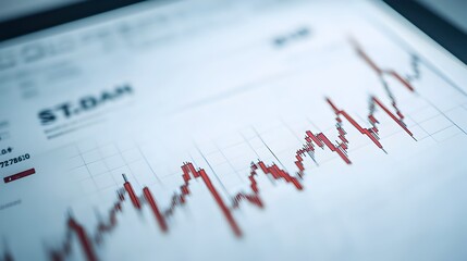 Poster - Detailed Financial Graph Showing Declining Market Trends Against White Backdrop for Economic and Investment Analysis