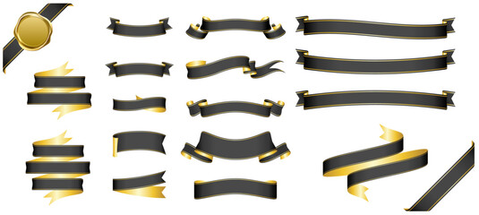 black ribbon banner design material