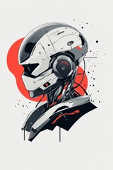 A vector design for a t-shirt print featuring an intelligent robot. A vector robot with clean lines in a modern and striking look