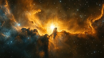 Poster - Cosmic Nebula with a Bright Star