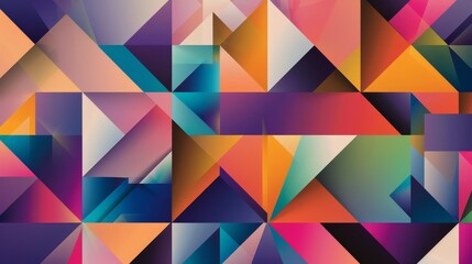 Wall Mural - Vibrant abstract geometric digital art with creative patterns, copy space, and deep focus.