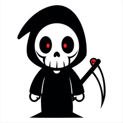 Halloween scary Grim reaper isolated on a white background, Halloween character vector set.