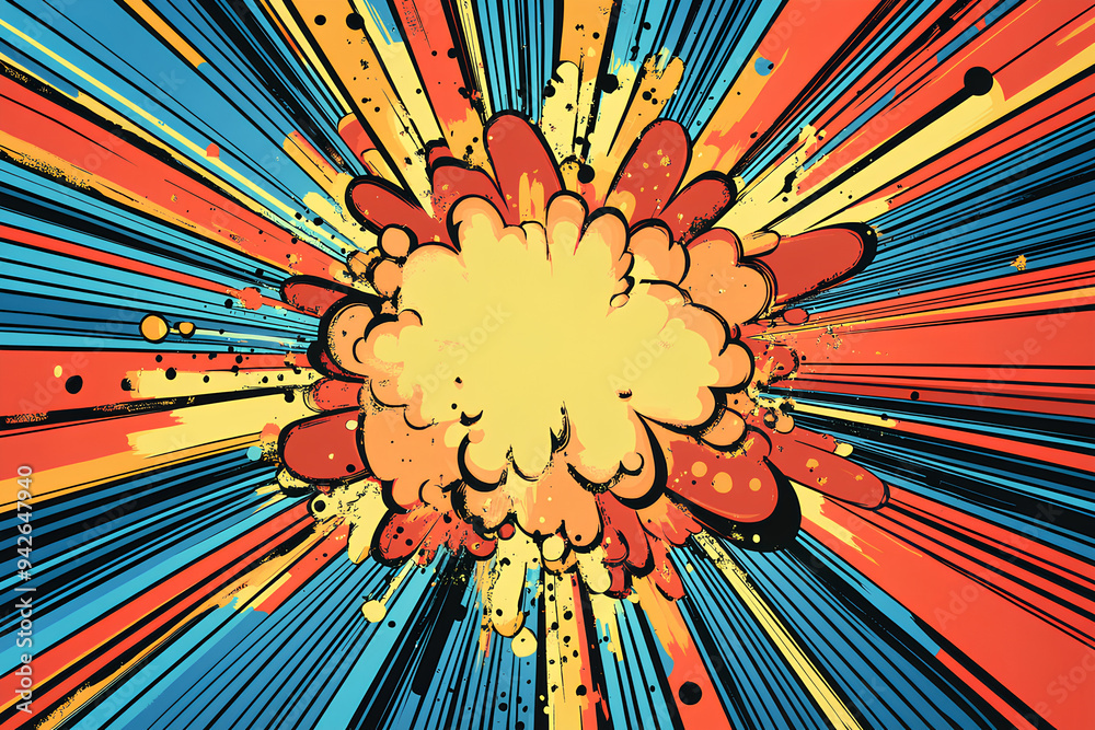 Comic book explosion superhero pop art style radial lines background ...