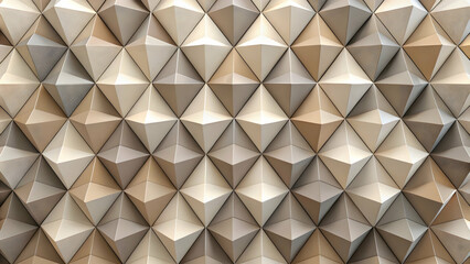 Poster - Golden Geometry: A mesmerizing pattern of white and gold triangles creates a captivating, modern design, ideal for backgrounds and abstract concepts. 