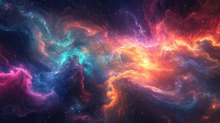 Canvas Print - A mesmerizing abstract cosmic space galaxy texture with vibrant colors and swirling patterns, perfect for a PC desktop wallpaper background,