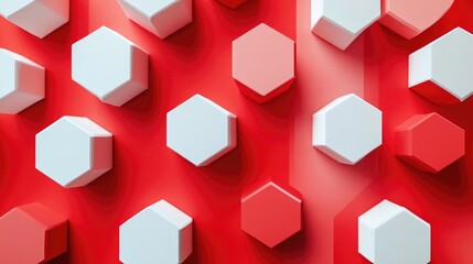 Poster - Decagons displayed on a red and white backdrop