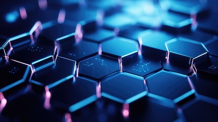 Poster - Abstract hexagon backdrop featuring a technological polygonal design with a focus on digital futuristic minimalism