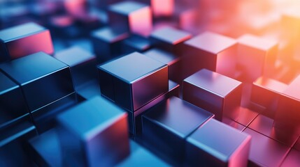 Poster - Abstract high tech background featuring geometric cubes in a 3D illustration