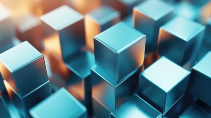 Poster - Abstract high tech background featuring geometric cubes in a 3D illustration