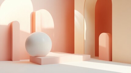 Poster - Abstract three dimensional rendering featuring a minimalist geometric design