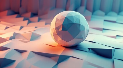 Poster - Abstract spherical object with geometric backdrop rendered in 3D