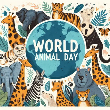 World Animal day. background, banner, card, poster, template. illustration.