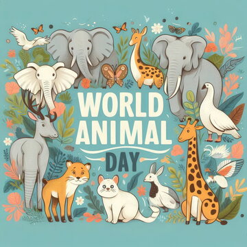 World Animal day. background, banner, card, poster, template. illustration.