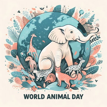World Animal day. background, banner, card, poster, template. illustration.
