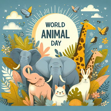 World Animal day. background, banner, card, poster, template. illustration.