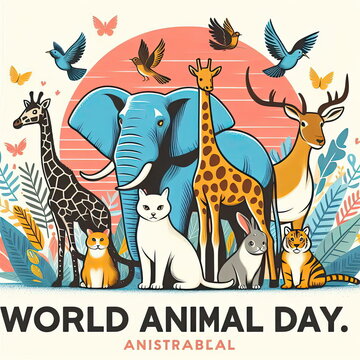 World Animal day. background, banner, card, poster, template. illustration.