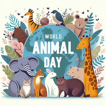 World Animal day. background, banner, card, poster, template. illustration.