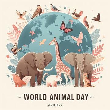 World Animal day. background, banner, card, poster, template. illustration.