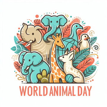 World Animal day. background, banner, card, poster, template. illustration.