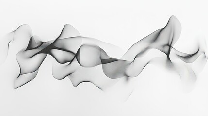 Abstract lines in soft, undulating shapes mimicking the appearance of smoke rising, set against a minimalist white background.