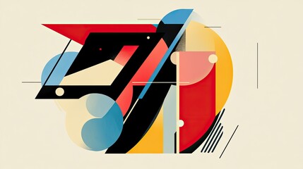 Poster - Minimalist abstract design forming the number 7 with clean lines and shapes, set against a plain backdrop.
