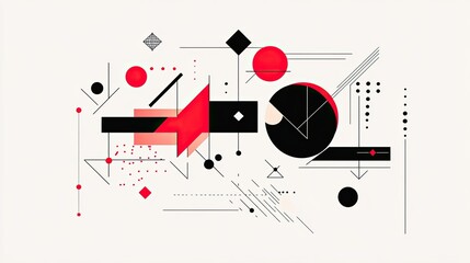 Poster - Minimalist geometric forms arranged to represent the world with mathematical symbols, conveying global concepts in a sleek design.