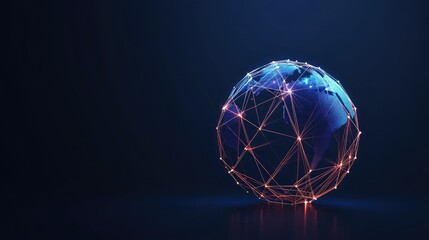 Poster - Minimalist geometric lines and shapes arranged to represent a globe, symbolizing global connectivity in a sleek design.
